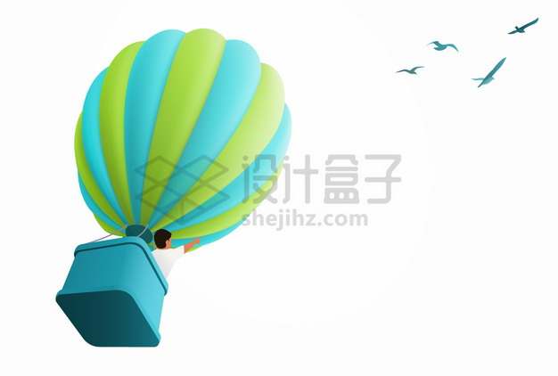 绿色蓝色条纹的热气球542836png图片素材