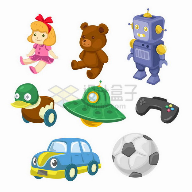 卡通玩具娃娃小熊机器人飞碟游戏机等儿童玩具png图片素材 休闲娱乐-第1张