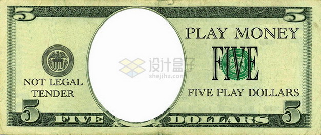 空白头像的5美元钞票纸币png图片素材 金融理财-第1张