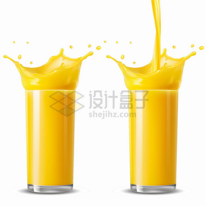 鲜榨的橙汁四处飞溅的美味果汁png图片免抠矢量素材 生活素材-第1张