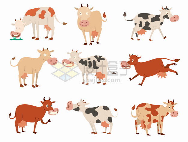9款卡通母牛奶牛png图片素材 生物自然-第1张