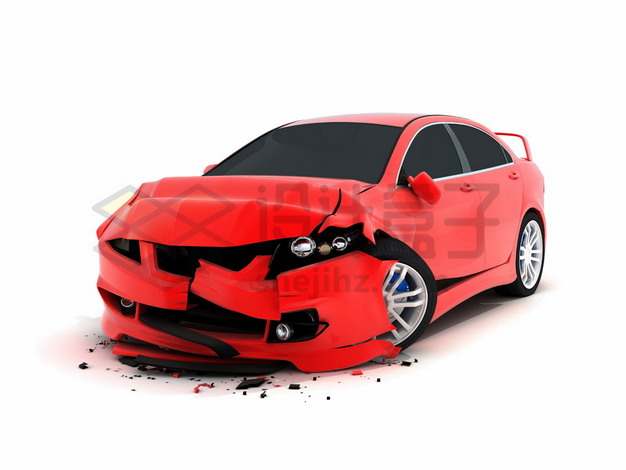 车祸现场被撞坏的红色汽车1765322png图片素材