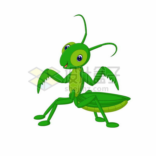 可爱的卡通螳螂png图片免抠矢量素材 生物自然-第1张