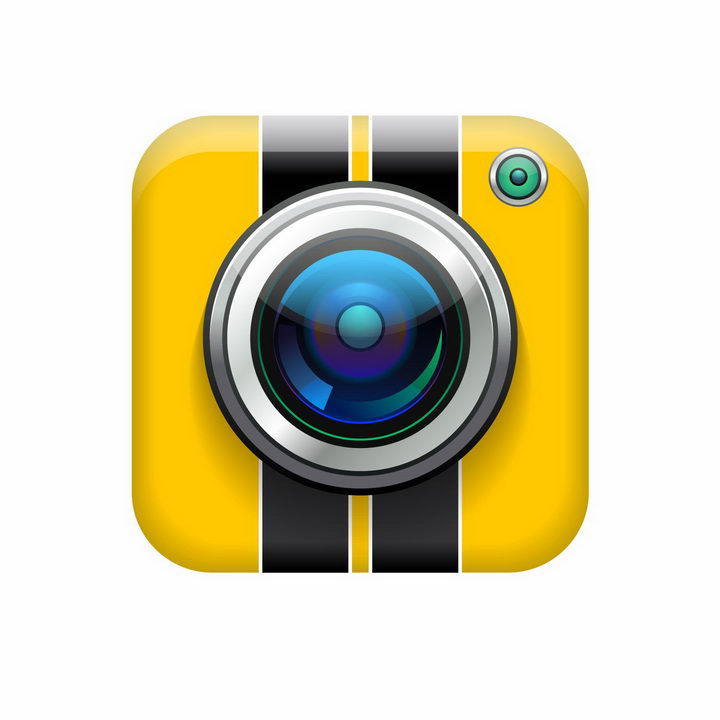 一款黄色的照相机摄像头镜头APP图标png图片免抠矢量素材 IT科技-第1张