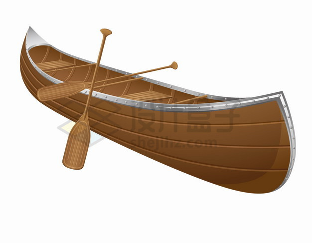 独木舟小木船和船桨png图片素材 交通运输-第1张