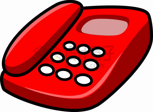 卡通红色的电话机png图片素材 IT科技-第1张
