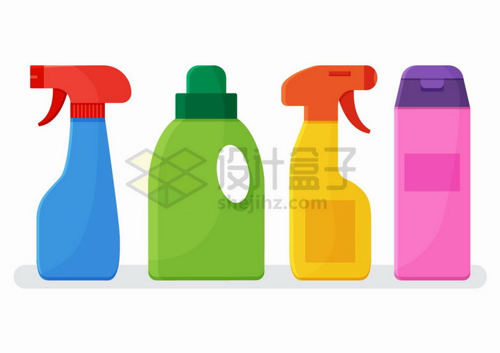 4款清洁剂洗涤剂84消毒液瓶子png图片免抠矢量素材 生活素材-第1张