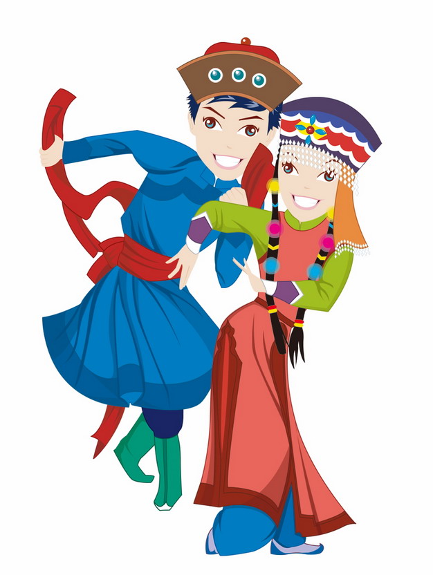 跳舞的卡通蒙古族传统节日那达慕png图片素材 人物素材-第1张