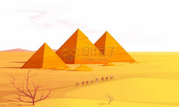 沙漠中的埃及金字塔风景png图片免抠矢量素材 建筑装修-第1张