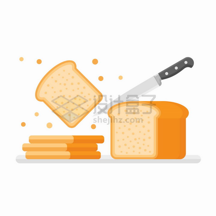 餐刀正在切面包扁平化风格美味美食png图片免抠矢量素材 生活素材-第1张
