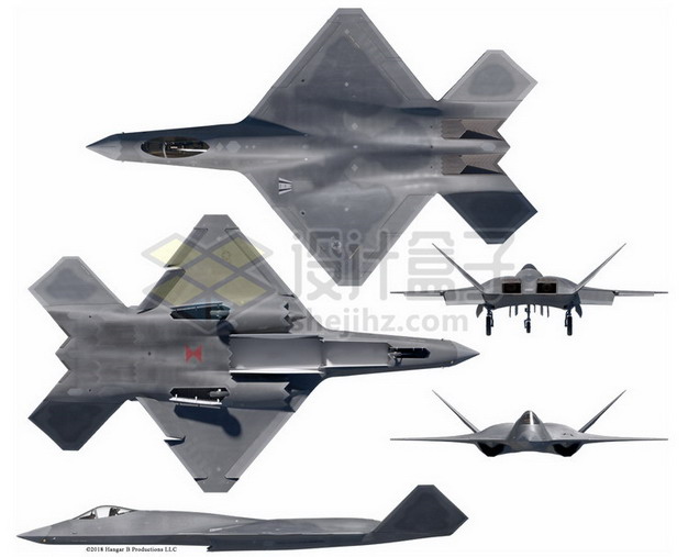 YF-23战斗机上下前后视图png免抠图片素材 军事科幻-第1张