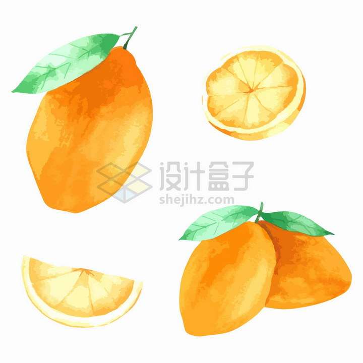 切开的柠檬彩绘风格美味水果png图片免抠矢量素材
