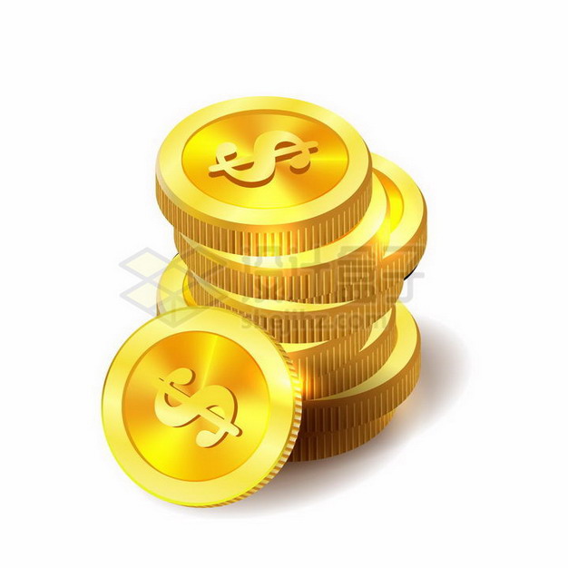 叠加在一起的美元符号金币png图片免抠矢量素材 金融理财-第1张