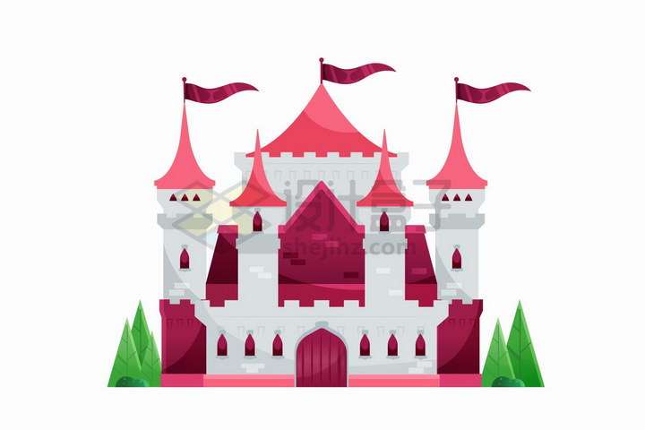 扁平插画风格美丽的童话城堡png图片免抠矢量素材
