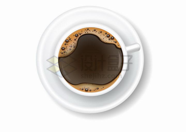 冒着淡淡泡沫的咖啡杯俯视图png图片免抠矢量素材 生活素材-第1张