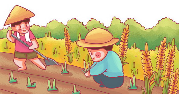 芒种卡通农民正在种地png免抠图片素材 工业农业-第1张