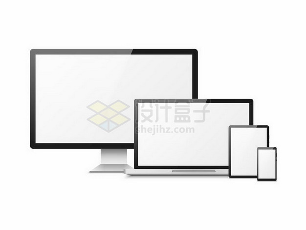黑框电脑显示器笔记本电脑平板电脑和手机展示画面png图片免抠矢量素材 IT科技-第1张