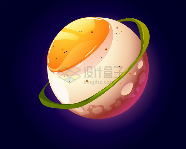 抽象卡通鸡蛋星球露出蛋黄png图片免抠eps矢量素材 生物自然-第1张