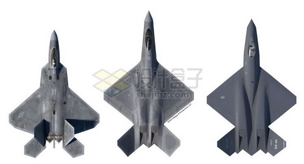 F22和YF-23战斗机顶视图png免抠图片素材 军事科幻-第1张