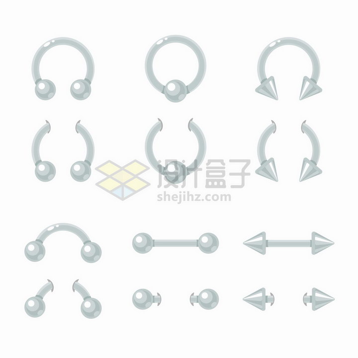 12种银色的耳环佩戴装饰png图片免抠矢量素材 生活素材-第1张
