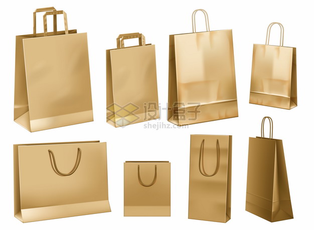 8款棕色手提袋纸袋子购物袋713954png图片素材 生活素材-第1张