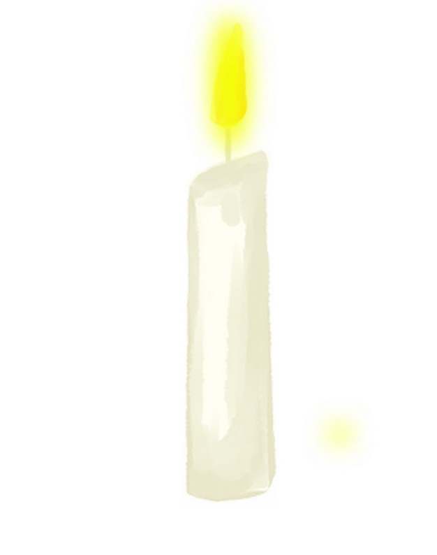 彩绘风格燃烧着火焰的白色蜡烛2113435png图片素材