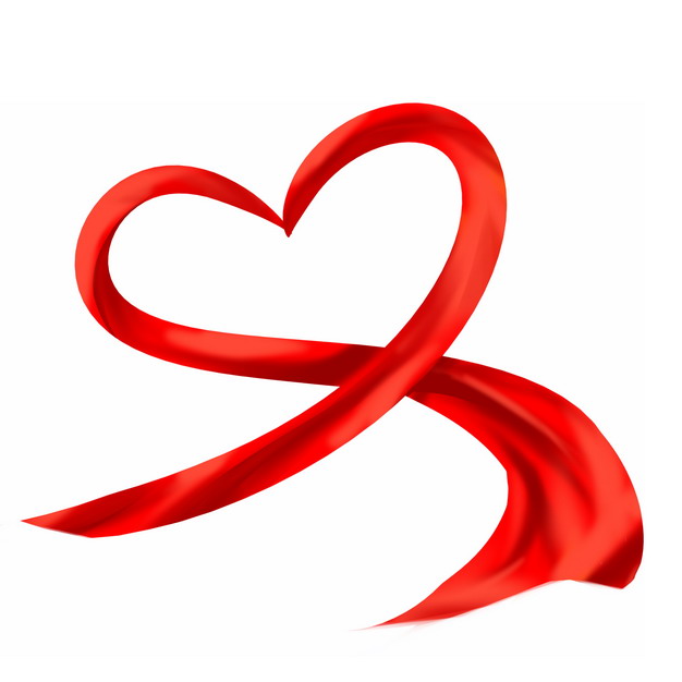 组成心形爱心图案的红色绸缎面丝绸丝带装饰6232798png图片素材 装饰素材-第1张