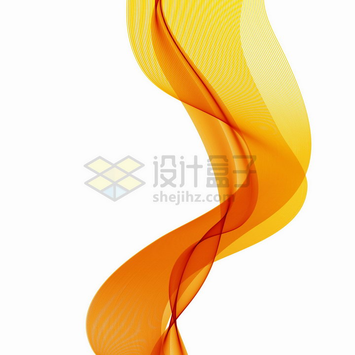 抽象绚丽的黄色波浪线装饰png图片免抠矢量素材 装饰素材-第1张