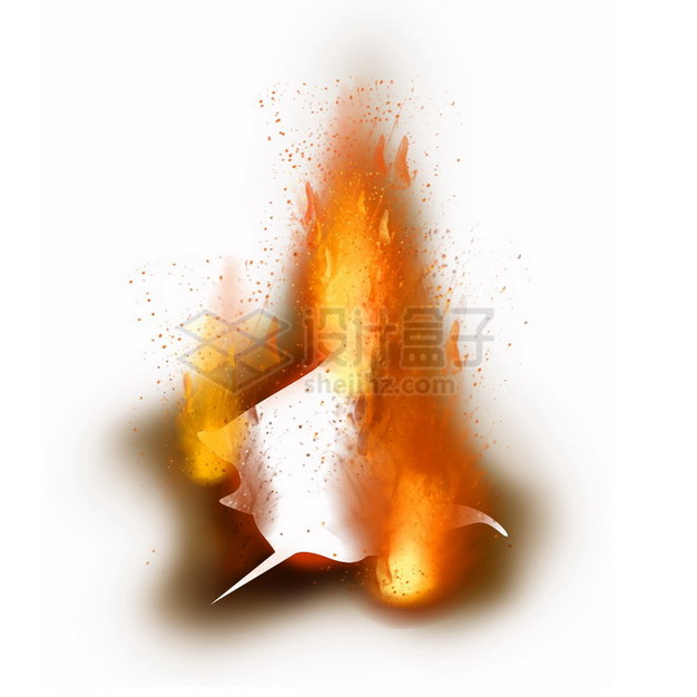 燃烧着火焰的纸张特效果1435478png图片素材 效果元素-第1张