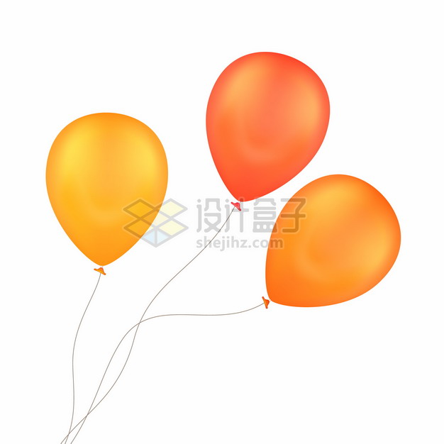 3个黄色橙色气球708067png图片素材 漂浮元素-第1张