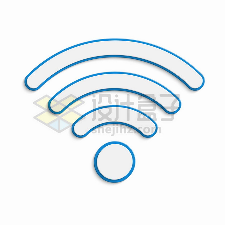 蓝色描边的wifi信号图案png图片免抠矢量素材 设计盒子