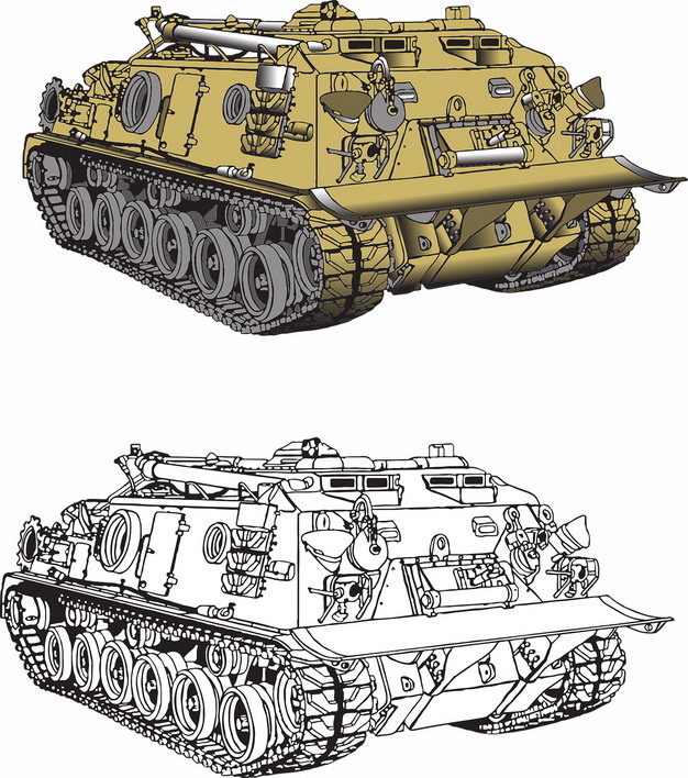 彩绘风格战场救援维修坦克486642png图片素材 军事科幻-第1张