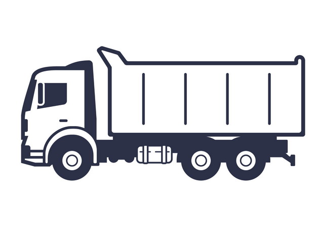 线条渣土车自卸卡车侧视图995871png图片素材 交通运输-第1张