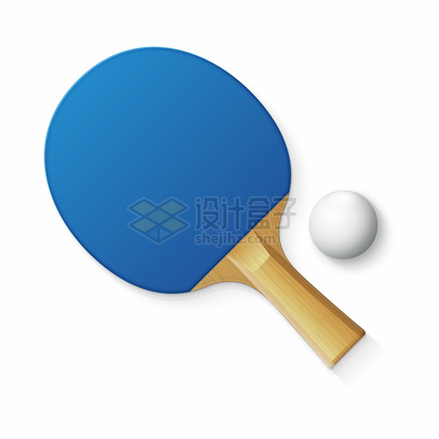 蓝色的乒乓球拍和球432411png图片素材 休闲娱乐-第1张