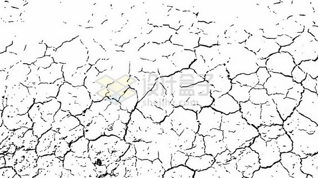 旱灾干旱地面干裂龟裂的土地黑色裂纹裂缝图案680346png图片素材 效果元素-第1张