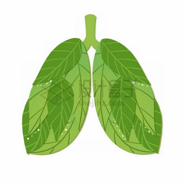 树叶组成的人体肺部png免抠图片素材 健康医疗-第1张
