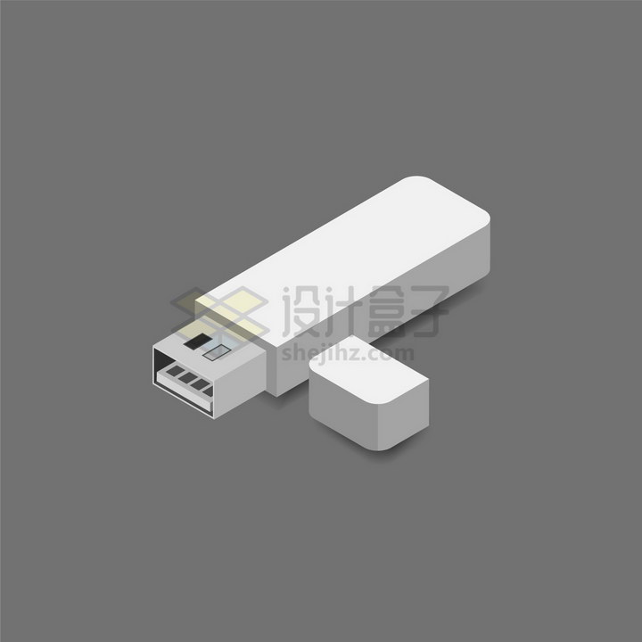 2.5D风格银色USB接口U盘电脑存储配件png图片免抠矢量素材 IT科技-第1张