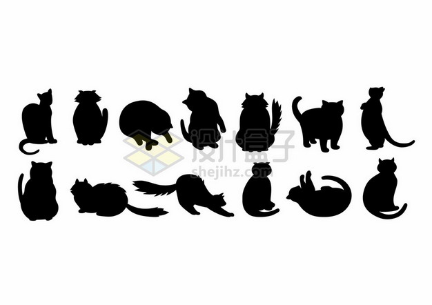各种慵懒的猫咪剪影391481png图片素材 生物自然-第1张
