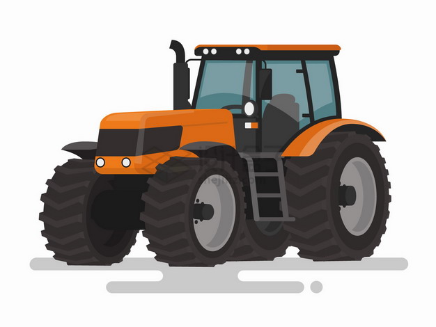 橙色的卡通拖拉机扁平插画png图片免抠矢量素材 工业农业-第1张