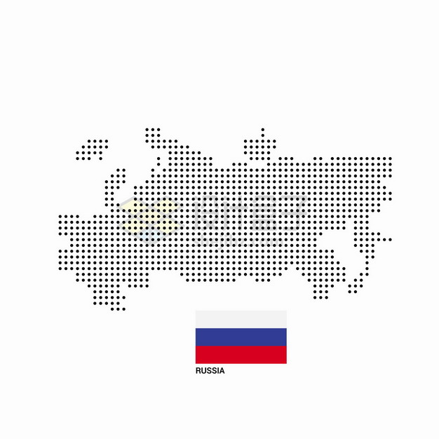 黑色圆点组成的俄罗斯地图和国旗图案png图片素材 装饰素材-第1张