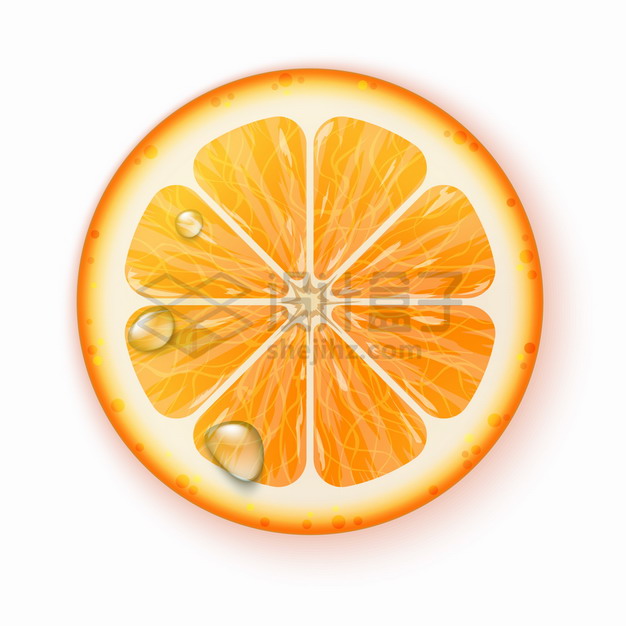带水珠的橙子横切面美味水果png图片素材