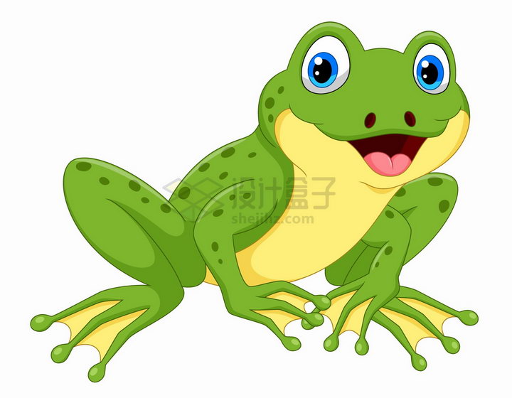 开心的青蛙可爱卡通动物png图片免抠矢量素材 生物自然-第1张
