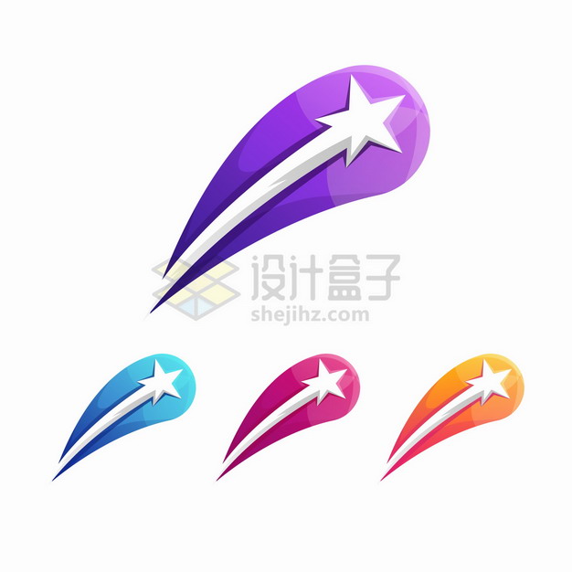 4种颜色的流星logo设计方案png图片素材 标志LOGO-第1张