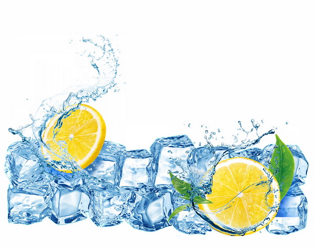 蓝色冰块和柠檬纯净水液体效果924014png图片素材 生活素材-第1张