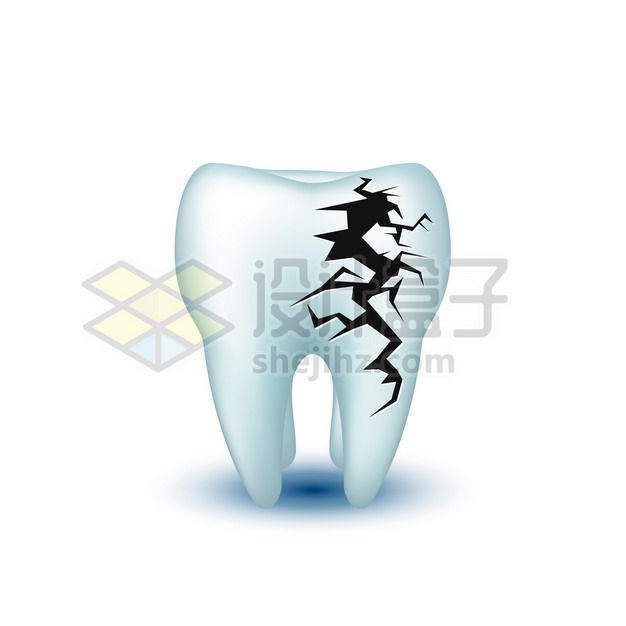 表面有裂缝的3D立体牙齿967998png矢量图片素材 健康医疗-第1张