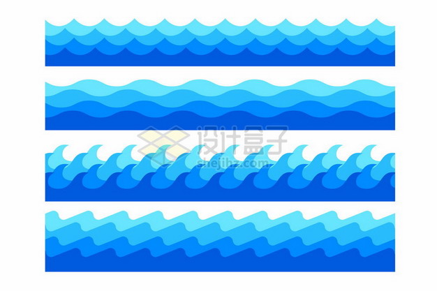4款蓝色海浪波浪浪花图案561895png图片素材 装饰素材-第1张