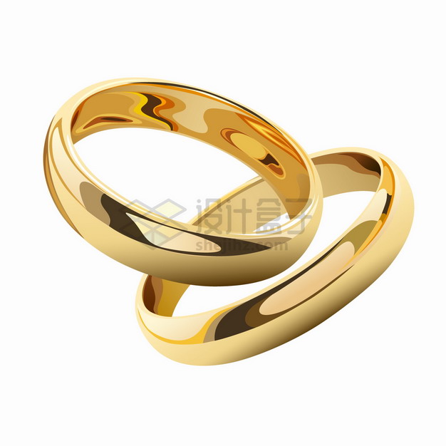 两只金光闪闪的结婚金戒指png图片素材 生活素材-第1张