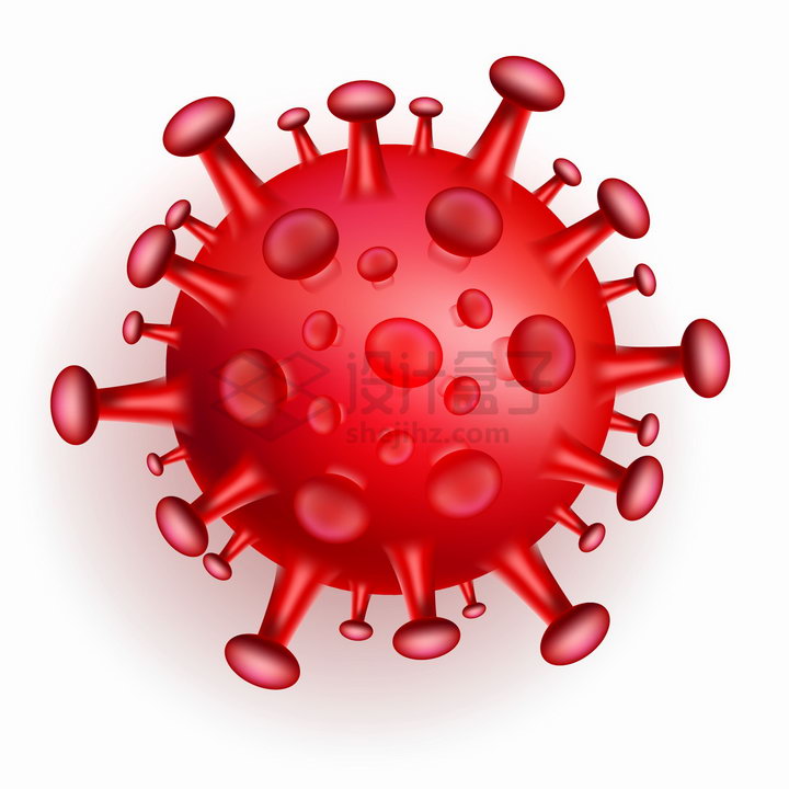 3D立体红色新型冠状病毒png图片免抠矢量素材 健康医疗-第1张