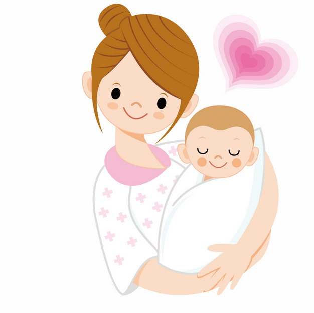 卡通妈妈抱着婴儿宝宝png图片素材559964