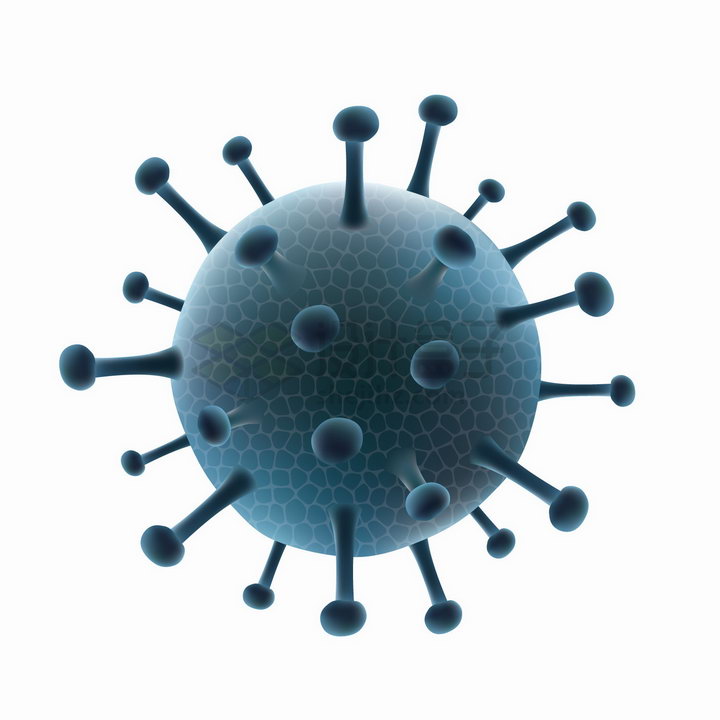 3D立体深蓝色表皮的新型冠状病毒png图片免抠矢量素材 健康医疗-第1张